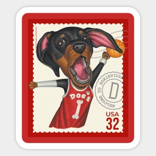 Funny cute dachshund doxie with basketball Sticker